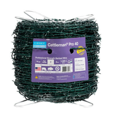 Cattleman® Pro 40 14 ga 2-Point 5" Spacing Green High Tensile Barbed Wire