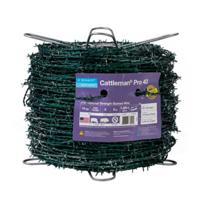 Cattleman® Pro 40 14 ga 4-Point 5" Spacing Green High Tensile Barbed Wire