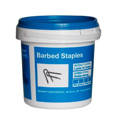 Bekaert 1.25" 8 ga Barbed Staples (8 lb bucket)