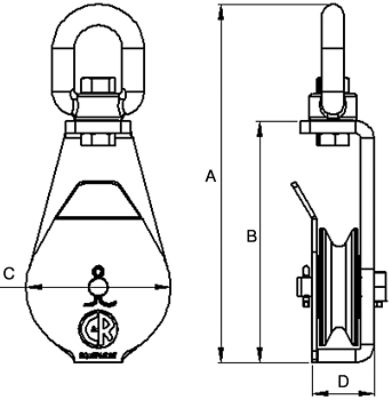 Stainless Steel Open Side Pulley Blocks – with Swivel Oval Eye