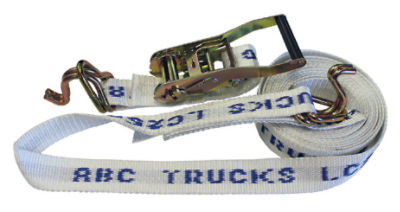 2.5T L/C Name Woven Ratchet Tiedown - Hook & Keeper Ends