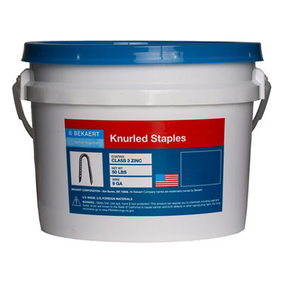 Bekaert 1" 9 ga Knurled (C3 DOT) Staples (50 lb bucket)