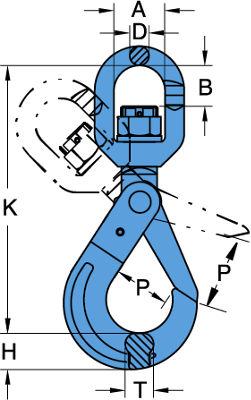 Grade 100 Eye Swivel Self Locking Hook (Ball Bearing)