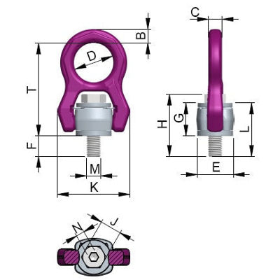 Automatic Centre Point Swivel Hoist Ring  RUD ACPTURNADO with Standard Bolt
