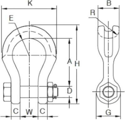 Yoke Wide Body Bow Sling Shackles – Safety Bolt
