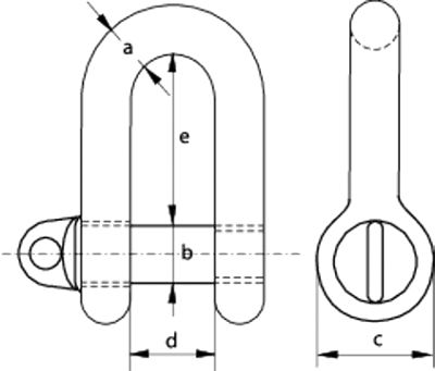 Self Colour Mild Steel Large Dee Shackles - Screw Pin